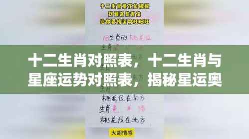 揭秘生肖与星座运势的神秘关联,对照表全解析